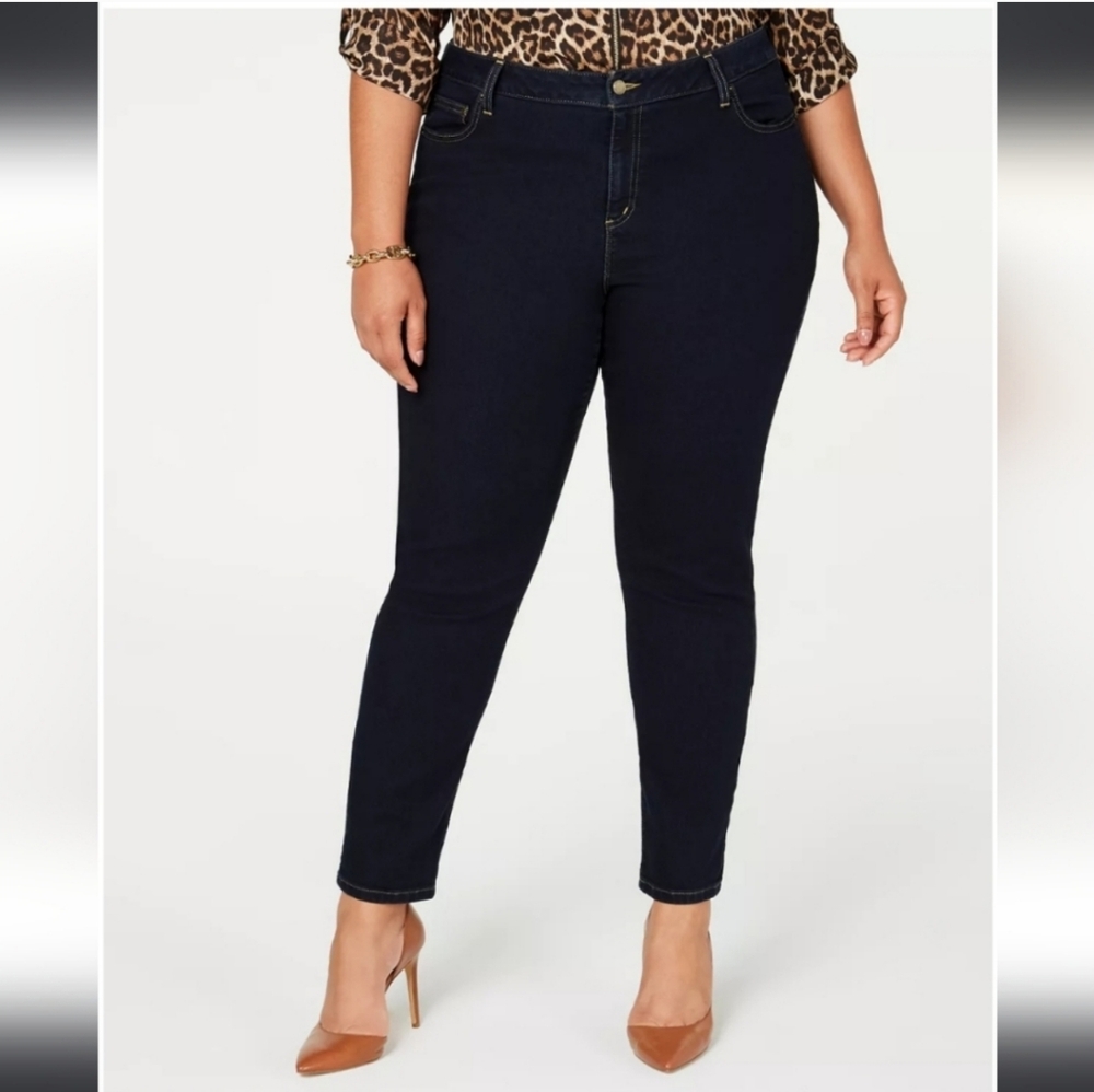 MICHAEL KORS Plus Size SelmaHigh-Rise Stretch Skinny Jeans DarkWash Blue Sz 14